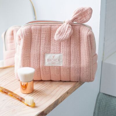 Cotton gauze make-up bag