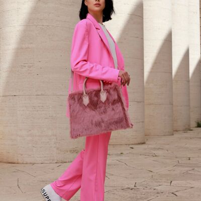 Diva Candy in pelliccia ecologica - elegante borsa da ufficio/Business in pelle e per il tempo libero con porta pc e tracolla