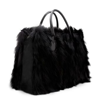 Diva Nera Borsa in pelliccia ecologica - elegante borsa da ufficio/Business in pelle e per il tempo libero con porta pc e tracolla 1