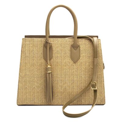 Diva Sabbia - elegante borsa da ufficio/Business in pelle e per il tempo libero con porta pc e tracolla