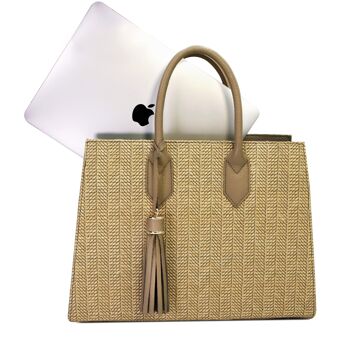 Diva Sabbia - elegante borsa da ufficio/Business in pelle e per il tempo libero con porta pc e tracolla 3