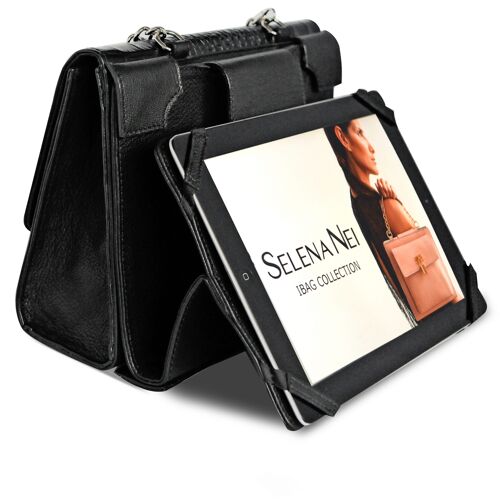 Bella Cocco Nera - Borsa con Cover universale per iPad/tablet integrata, coordinata e staccabile