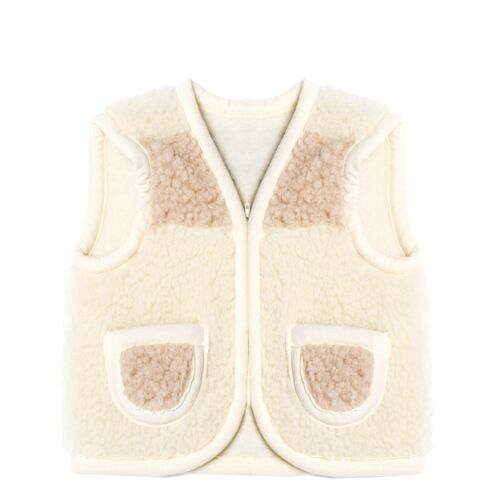 Kids cardigan merino wool beige zipper