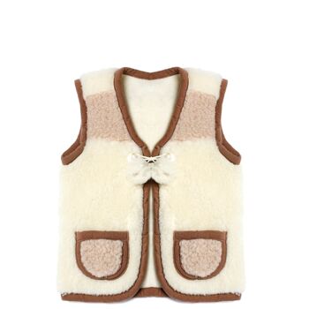 Gilet enfant laine mérinos multi pompon 1