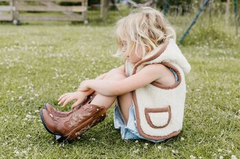 Cardigan enfant laine mérinos marron à capuche - fermeture éclair 4