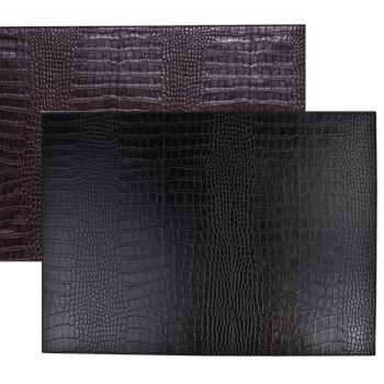 Set de 6 sets de table crocodile rectangulaire marron foncé noir 2