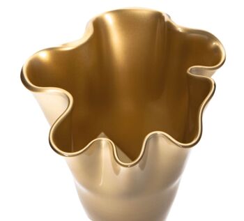 Vase en verre ondulé or métallisé 2