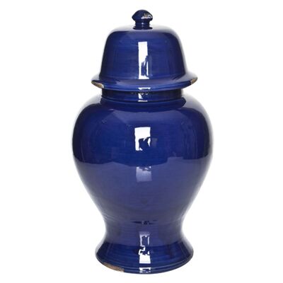 Temple vase ceramic dark blue 40 cm