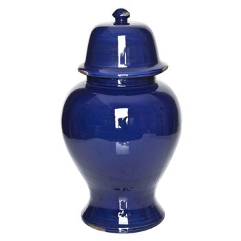 Vase temple en céramique bleu foncé 40 cm 1