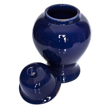 Vase temple en céramique bleu foncé 40 cm 2