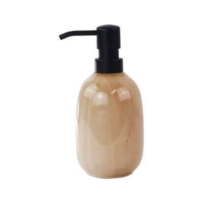 Ceramic soap dispenser beige with black pump