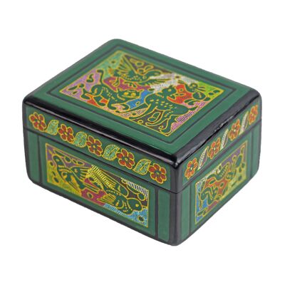 Handmade Olinala box large from Mexico green