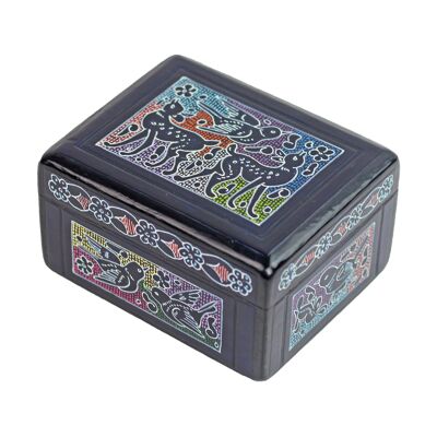 Handmade Olinala box large Mexico dark blue