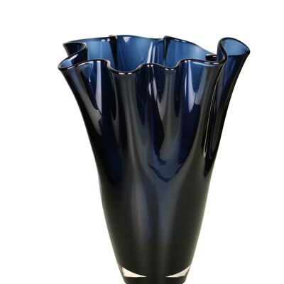 Vase Glas gewellt dunkelblau