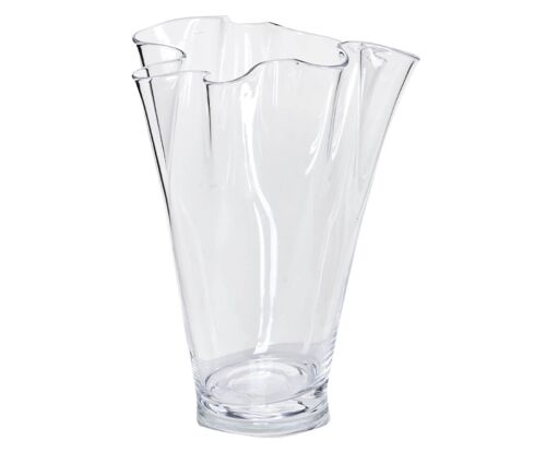 Vase Glas gewellt klar