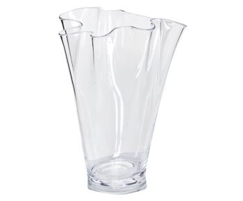 Vase, verre transparent ondulé 1