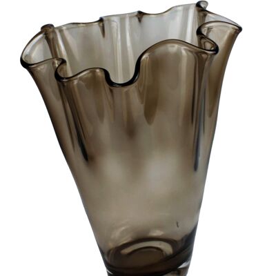 Vase Glas gewellt bernstein fabrig