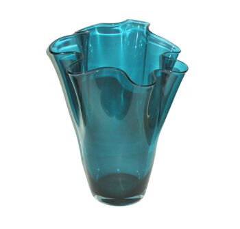 Vase en verre ondulé turquoise 1