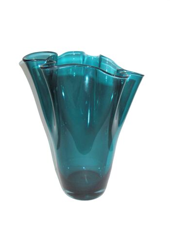 Vase en verre ondulé turquoise 3