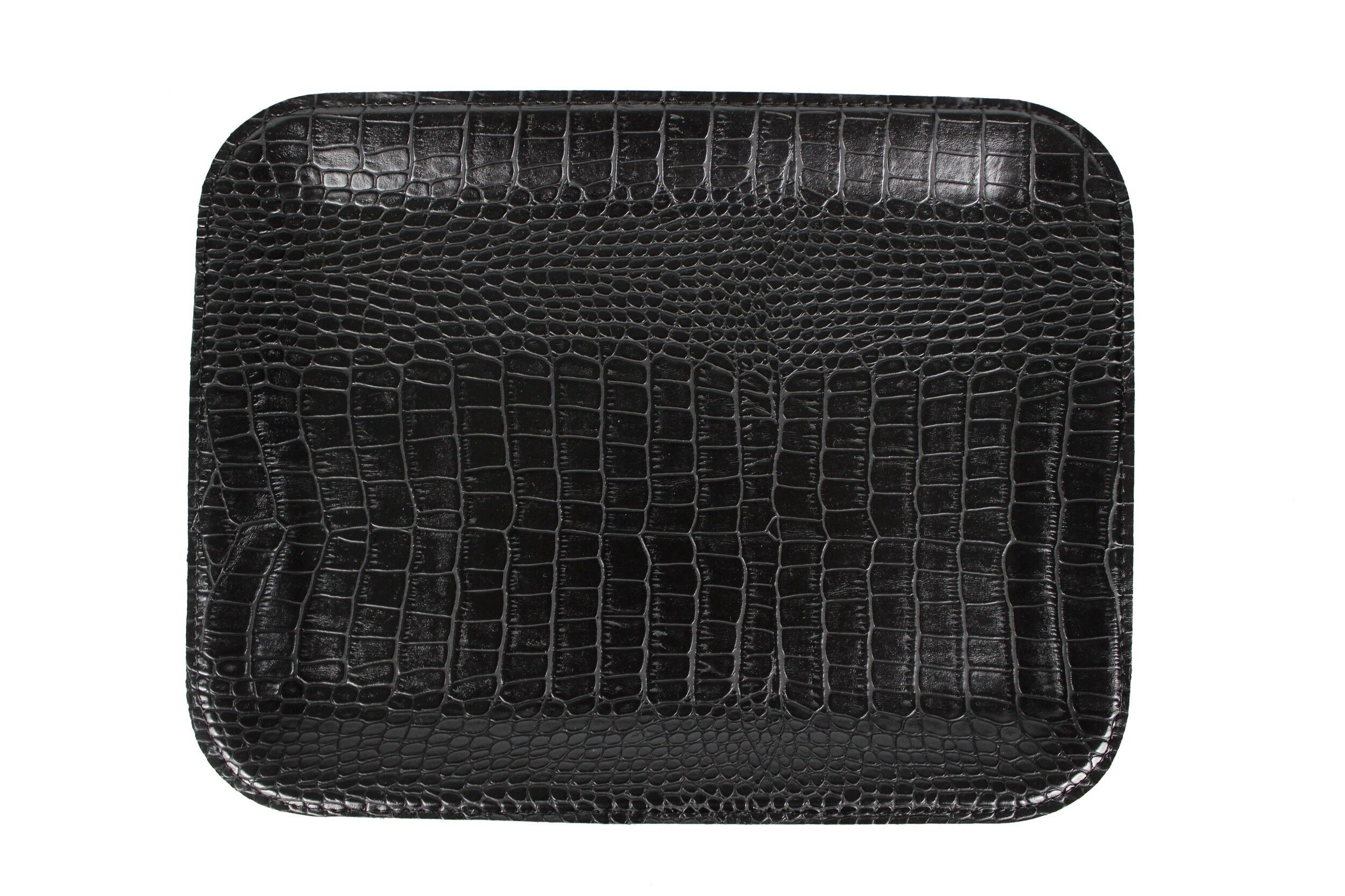 Tablett flach groß Kroko schwarz