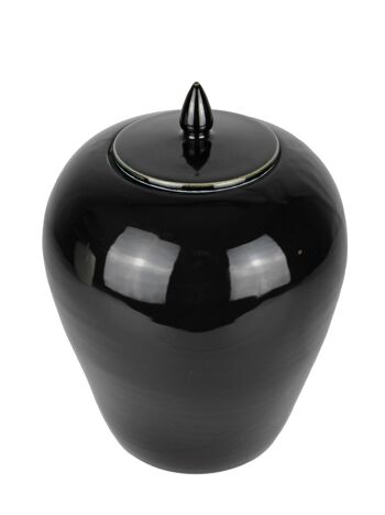 Vase à couvercle céramique noir 25 cm 1
