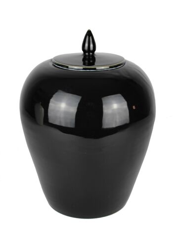 Vase à couvercle céramique noir 25 cm 2