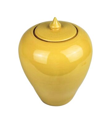 Vase à couvercle en céramique jaune 25 cm 1