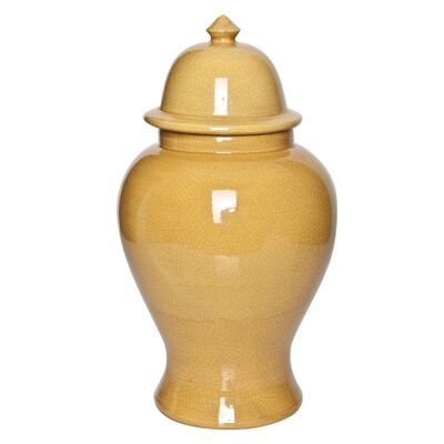 Vase temple en céramique jaune 40 cm