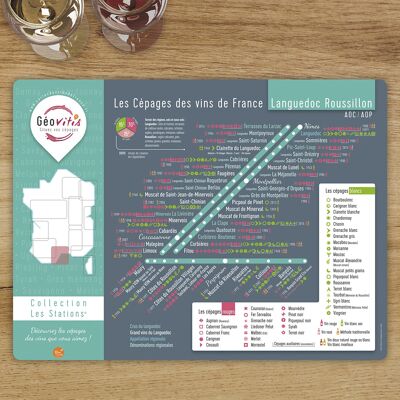 Tischset Languedoc Roussillon Rebsorten