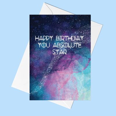 Feliz cumpleaños celestial que protagoniza tarjeta de felicitación | Tarjeta de cumpleaños | Cósmico
