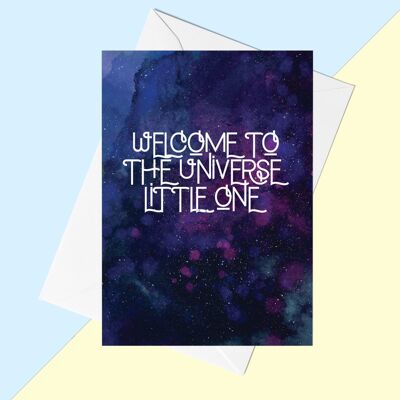 Celestial Welcome To The Universe Greeting Card | Gender Neutral New Baby Card