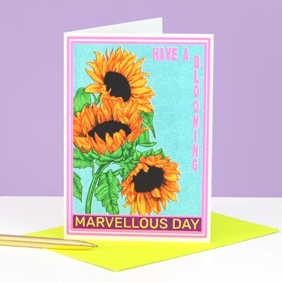 Sonnenblumen Wunderbarer Tag Grußkarte | Geburtstagskarte | Hochzeitskarte