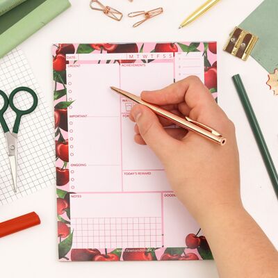 Cherry Daily Desk Pad Planner | Daily Planner | Stationery