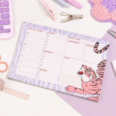 Planificador semanal de almohadillas de escritorio Tiger | Planificador Semanal | Papelería