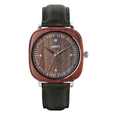 Men's watch RED SQUARE forest green (leather)