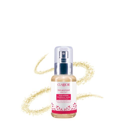 Huile corps pailletée dorée et bio Irisé Chic® 50ml