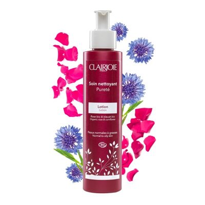 Pureté makeup remover lotion certified organic pink and cornflower 200ml