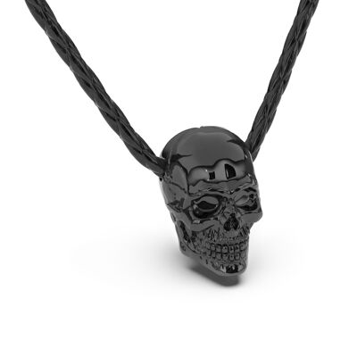 Leather Necklace "Skull" - Black - N016