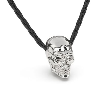 Leather necklace "Skull" - silver - N017