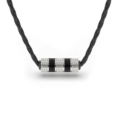 Leather Necklace "Solid" - Silver - N020
