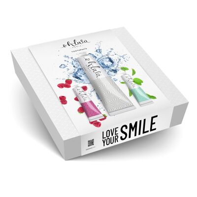 Coffret Cadeau Ohlalá - Dentifrice Menthe Blanchissante + Framboise Menthe 15 ml + Menthe Fraîche 15 ml