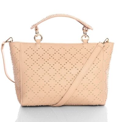 Bag with studs and handle Pretty peach