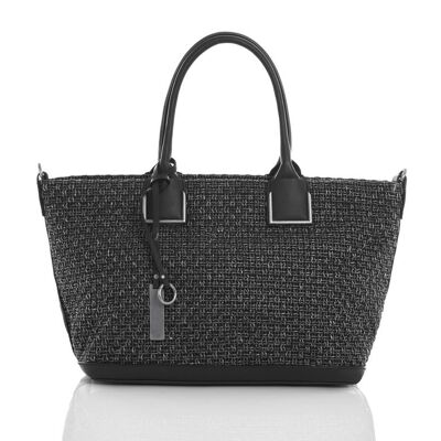 Black textured shopper bag