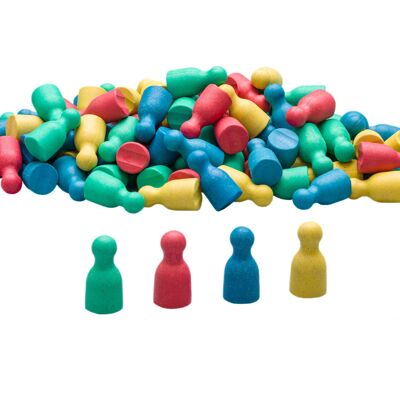 Satz aus 100 Spielfiguren in 4 Farben | RE-Wood® Halma-Kegel Pöppel Spielsteine