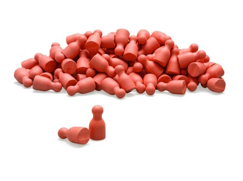 Satz aus 100 Spielfiguren in rot | RE-Wood® Halma-Kegel Pöppel Spielsteine Wissner