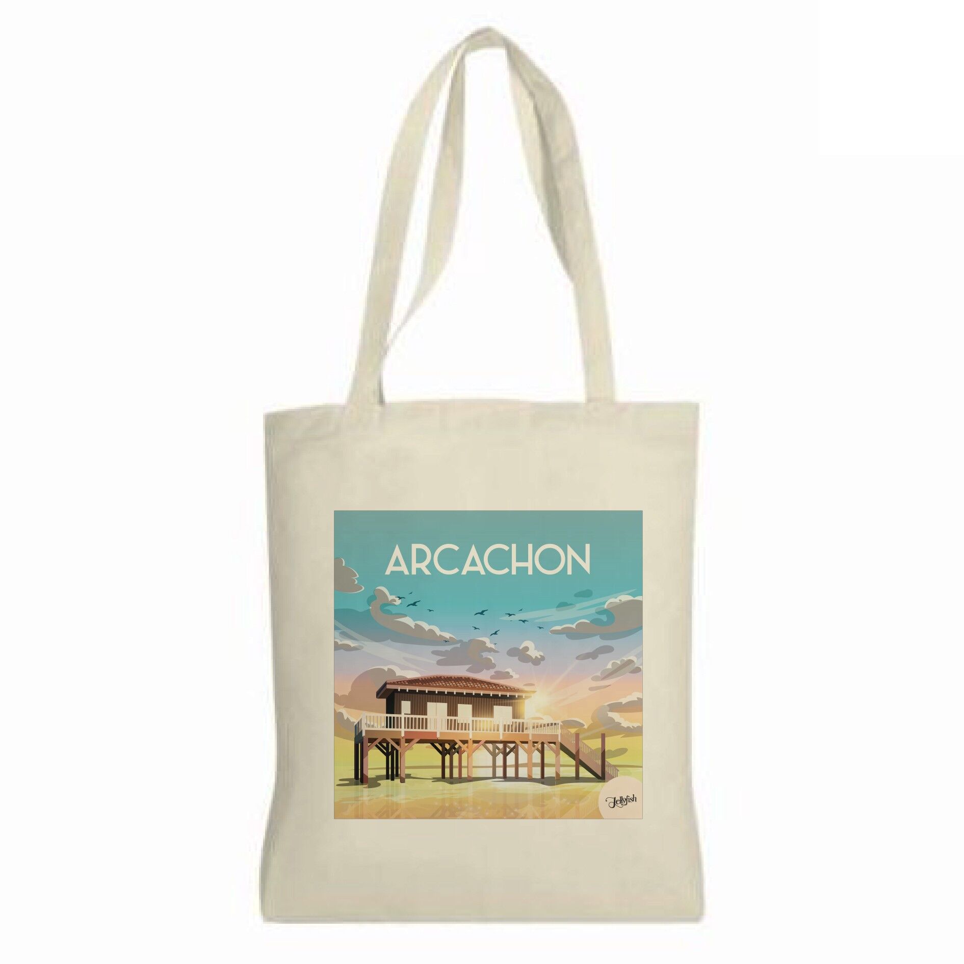 Bolso tote de algodón orgánico color crudo con asa 280g -ARCACHON