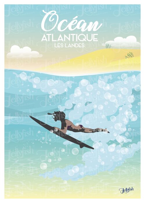 AFFICHE OCEAN ATLANTIQUE "Les Landes" 40x30