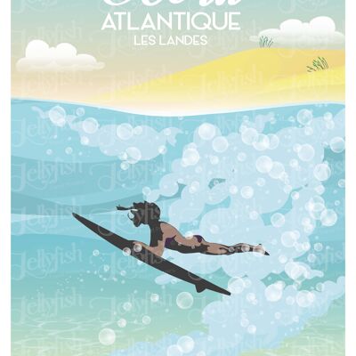 AFFICHE OCEAN ATLANTIQUE "Les Landes" 40x30