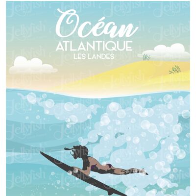 AFFICHE OCEAN ATLANTIQUE "Les Landes" 40x30