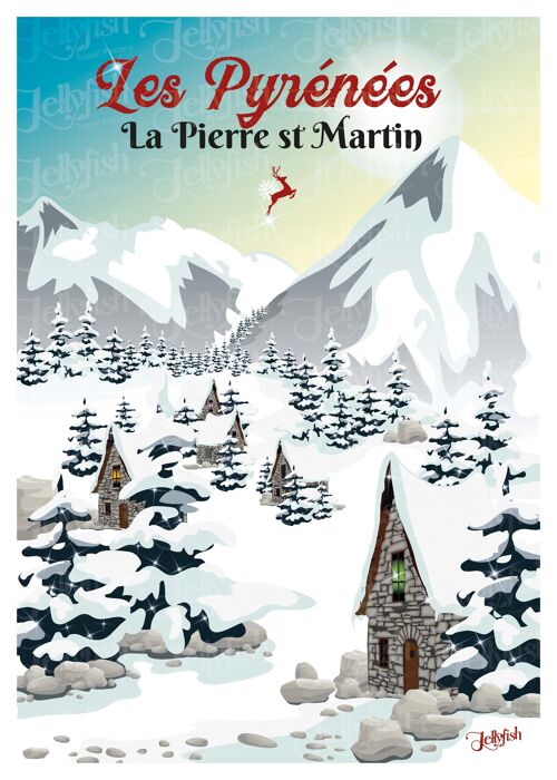 AFFICHE LES PYRENEES "La Pierre Saint Martin" 40x30